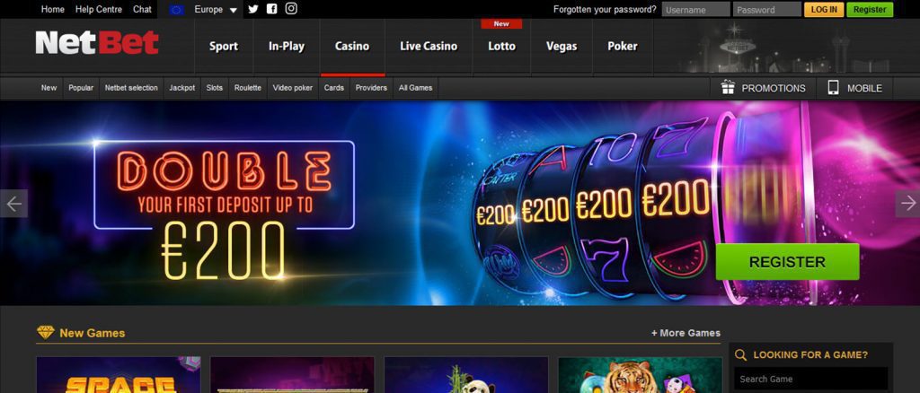 À quoi ressemble le site officiel du casino NetBet ?