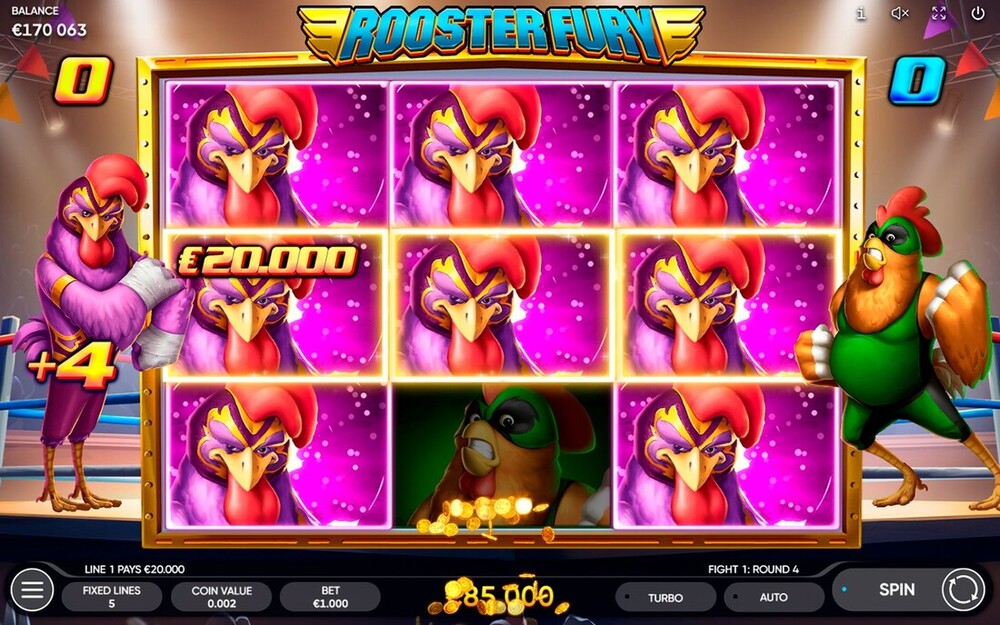 Gameplay slot Rooster Fury
