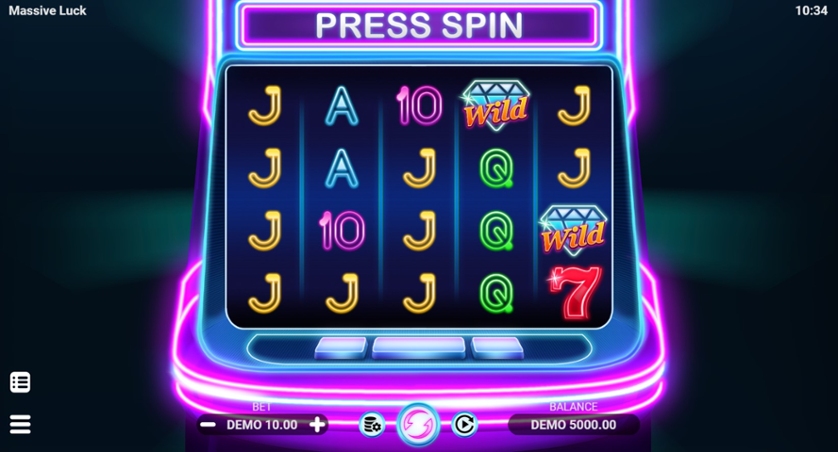 Interface and gameplay of the Massive Luck slot